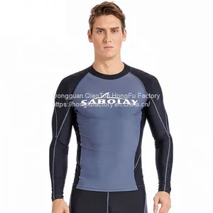 Custom Logo Print Men's Swimwear Beachwear Two Piece Long Sleeve Rash Guard thumbnail-2