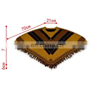 Rhombus Tassels a Batwing-sleeved Blouse Crew Neck Sweater Loose Autumn Winter Coat thumbnail-2