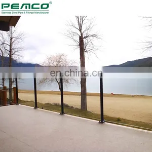 Stainless Steel Black Slotted Pipe Glass Railing Baluster Balcony Stainless Steel Glass Balustrade thumbnail-3