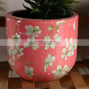 Novelty Vintage Style Small Succulent Plants Pink Ceramic Outdoor Garden Flower Pots for Indoor Decor thumbnail-3
