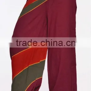 Women Stylish Black and Maroon Color Cotton Harem Pants Trousers Afghani Bottoms thumbnail-2