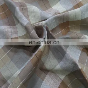 High Quality Linen Color Pure Linen Check Fabric Women's Shirt Fabric Women's Dress Fabric thumbnail-2