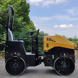 Twin Steel Wheel 1.8 Tons Twin Steel Wheel Vibratory Roller 390 Three Cylinder Diesel Powered Small Roller thumbnail-3