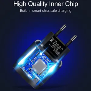 2022 Quick Charging QC3.0 Fast Charging EU Plug Charger USB Portable Plug 5V3A for IPhone thumbnail-4