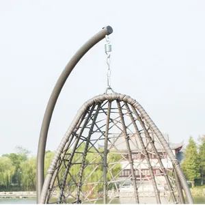 Durable Modern Outdoor Furniture Hanging Egg Swing Chair With Cushion PE Rattan Metal Frame Living Room Hotel Bedroom Courtyard thumbnail-4