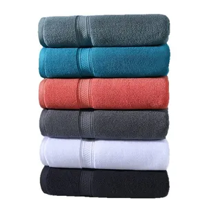 100% Cotton Bath Towel, Hotel Thick and Large Wrapped Towel, Household Cotton Towel, Black, White, Red, Blue, Green thumbnail-1