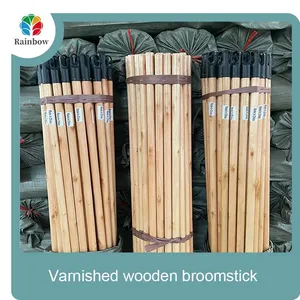 Escobas Fbrica En China Push Broom Parts Pole Lacquered Wooden Broomstick for Plastic Broom Household Item Cleaning Tools thumbnail-1