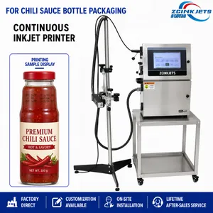 High Speed CIJ Inkjet Printer for Chili Sauce Bottles Production Date Batch Code Printing thumbnail-1