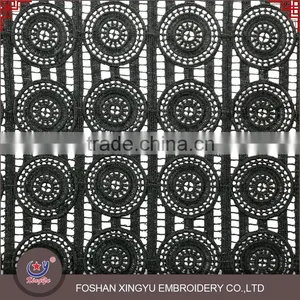 Fashion High Quality Black Embroidered Dress Lace Fabric Swiss Voile With Cutwork Embroidery thumbnail-1
