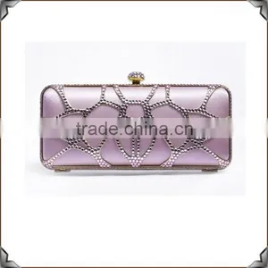 Pink Box Shape Crystal Studded Ladies Evening Bags Crystal Clutch thumbnail-2