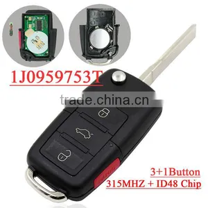 High Quality 1j0 959 753 DT 1j0959753DT 3+1 Button Flip Remote Key With 315MHZ id 48 Chip for vw thumbnail-1