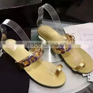 New Design Fashion Flat Summer Sandals 2016 Diamond Gold Chain Brand Flat Sandals thumbnail-1