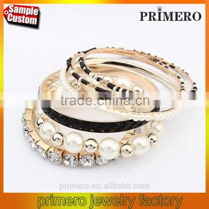 Multilayer Pearl Glass Rhinestone Beaded Twist Leather Bracelet& Bangle Jewelry thumbnail-1