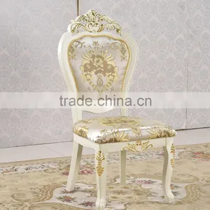 Italian Antique Style Gold Leaf Baroque Dining Chair Luxury White Wedding Chair thumbnail-6