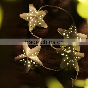 Xmas 10LED White Metal Star Light Chain thumbnail-1