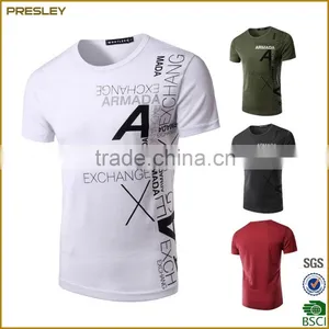 2016 Hot Sell Men's Presrhinked 180gsm Single Jersey Cotton 100% T-Shirts With Silkscree Printing For Promotion thumbnail-1