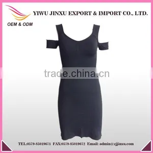 2016 New Design Seamless off Shoudler Sexy Women Loose Black Dress for Wholesale thumbnail-1