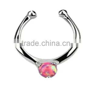 Opal Illusion Faux Clicker Septum Nose Ring thumbnail-1