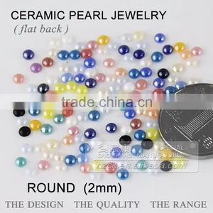 2mm Colorful Half Round Ceramic Pearl Wholesale Flat Back Pearl Factory Direct on Sales thumbnail-1