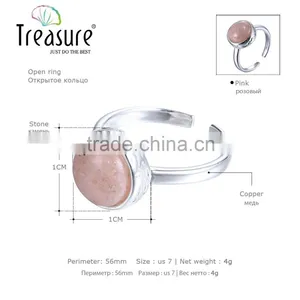 2016 New Design Pink Stone Silver Plating Copper Open Ring Wholesale in Spring thumbnail-3