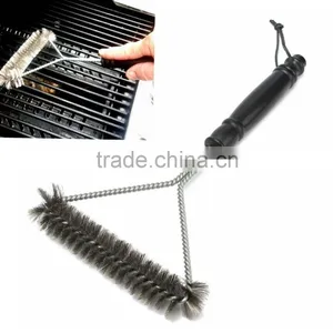 12inch Barbecue Grill BBQ Brush Stainless Steel Wire Bristles Cleaning Brushes With Handle thumbnail-1