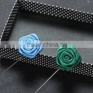 Custom Handmade Felt Fabric Rose Lapel Pins Rolling Flower Pins thumbnail-3