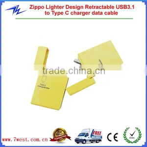 Creative Zippo Lighter Shape Design Retractable USB3.1 to Type C Sync Charger Cable Quality Choice thumbnail-1