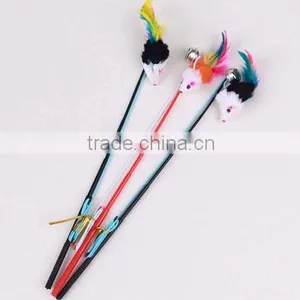 Useful Pet Puppy Cat Funny Flexible Feather Teaser Bell Sound Rod Stick Play Toy thumbnail-5