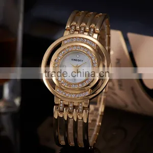 Women Gold Watch Round Dial Stainless Steel Band Ladies Quartz Analog Display Clock For Women Girl Gifts/KY053 thumbnail-1