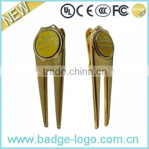 Golden Custom Die Casting Divot Tool Ball Marker thumbnail-1