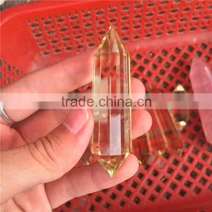 Natural Crystal Citrine Polyhedral Pillars With Small Facets Double Points thumbnail-2
