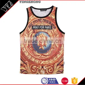 Hot Summer Mens New Arrival Custom Sublimation Gym Vest 3D Printing Tank Top thumbnail-1