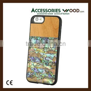 Support Logo Engraving Real Wood and Shell Mobile Phone Case for IPhone thumbnail-1