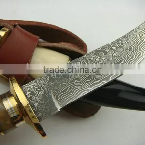 OEM Ox Horn/Camel Bone/Brass Handle Damascus Knife thumbnail-3