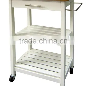 Bamboo Kitchen Trolleys With Baskets Wheels for Kitchen Room thumbnail-2