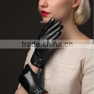 Fashionable Leather Gloves For Women Classic Black Leather Gloves For Women thumbnail-3