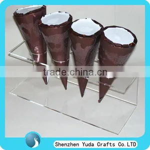 Wholesale Plexiglass Ice Cream Cone Holder With 4 Holes Clear Acrylic Bending Ice Cream Stands thumbnail-1