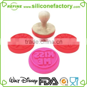 Food Grade Valentine Gift Silicone KISS ME Cookie Stamp With Wooden Handle thumbnail-2