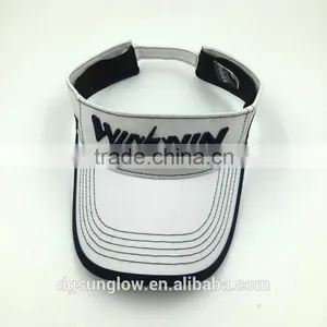 100% Cotton White 3D Embroidery Men's Golf Visor Caps thumbnail-3