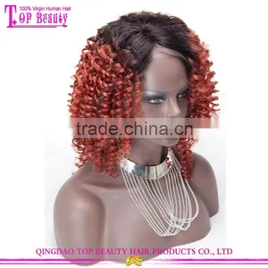 Qingdao Top Beauty Unprocessed Wholesale Virgin Malaysian Hair Afro Kinky Curly Two Tone Color Wig thumbnail-3