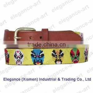 The Fashion Peaking Needlepoint Belts With Custom Design Pattern in Genuine Leather thumbnail-1