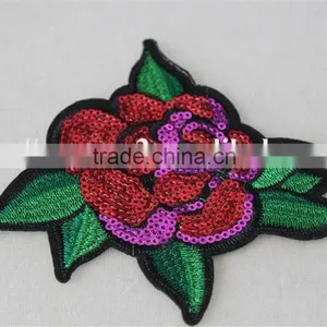 Good Looking 12*13cm Sexy Red Flower Pattern Diamond Patch Sequin Embroidery Applique for Dancer thumbnail-2