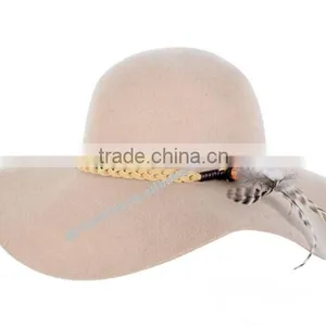 New Hot Product for 2014 Fashion Women Promotional Party Felt Hat Wide Brim With Fur thumbnail-3