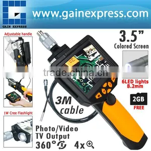 3.5" Detachable LCD Video Inspection Camera Borescope/ Endoscope SnakeScope 8.2mm Diameter + 3M Cable + 2GB MicroSD Card thumbnail-1