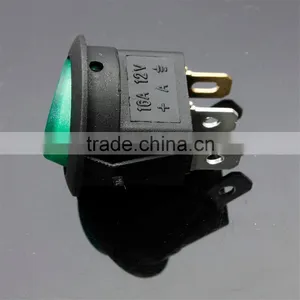 Green Neon 3 Pin 4.8mm Terminals 12V 16A Universal LED Illuminated Car Button Lights ON/OFF Round Rocker Switch Dash Boat Van thumbnail-5
