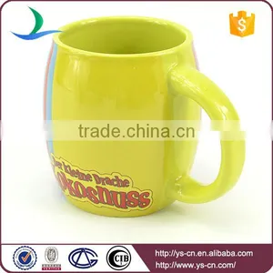 YSm0026 Light Green Glazed Chunky Mug With Cute Cartoon thumbnail-3