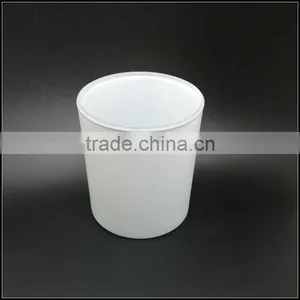 400ml Flat Bottom Outside White Glass Candle Holder thumbnail-4