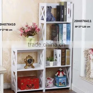 4 Layers Wood-Plastics Composite Storage Shelf, Book Shelf, White thumbnail-2