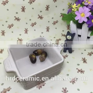 Wholesale Stocked Ceramic Square Bakeware Stoneware Plate With Two Handle thumbnail-5