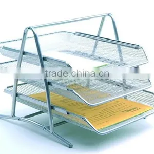 3 Tier Metal Mesh Desk Stackable Paper Trays thumbnail-2